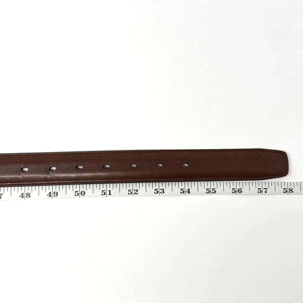 Perry Ellis Portfolio HC Milled Leather Belt Mens Size 48 Brown Big Tall NWT
